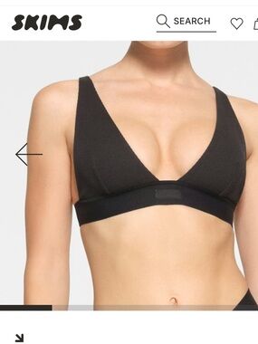 SKIMS NWOT Cotton Rib Plunge Bralette in Soot, size Small